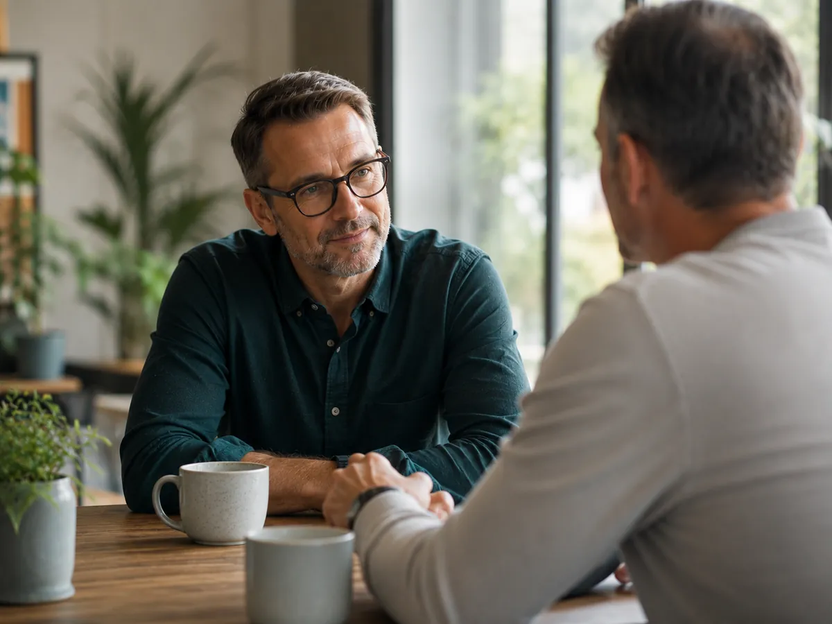 Franchisee being mentored over coffee by an insight6 mentor