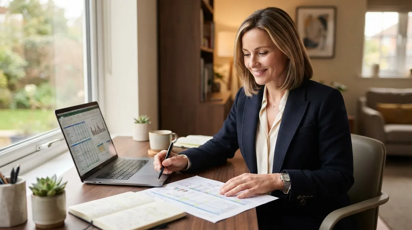 A franchisee working through their business plan and figures at a desk