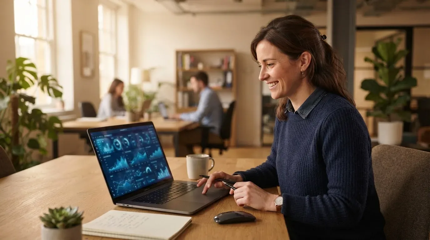 The icx6 CX dashboard open on a franchisee's laptop