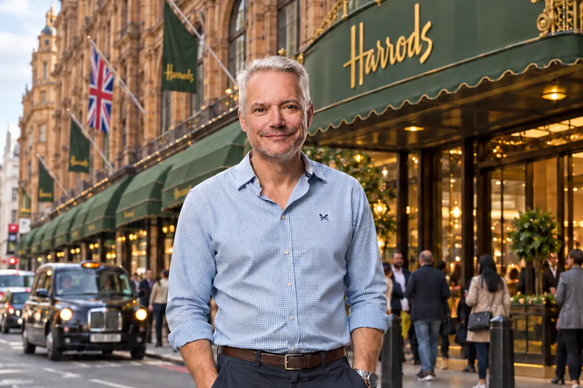 Jonathan Winchester outside Harrods in London